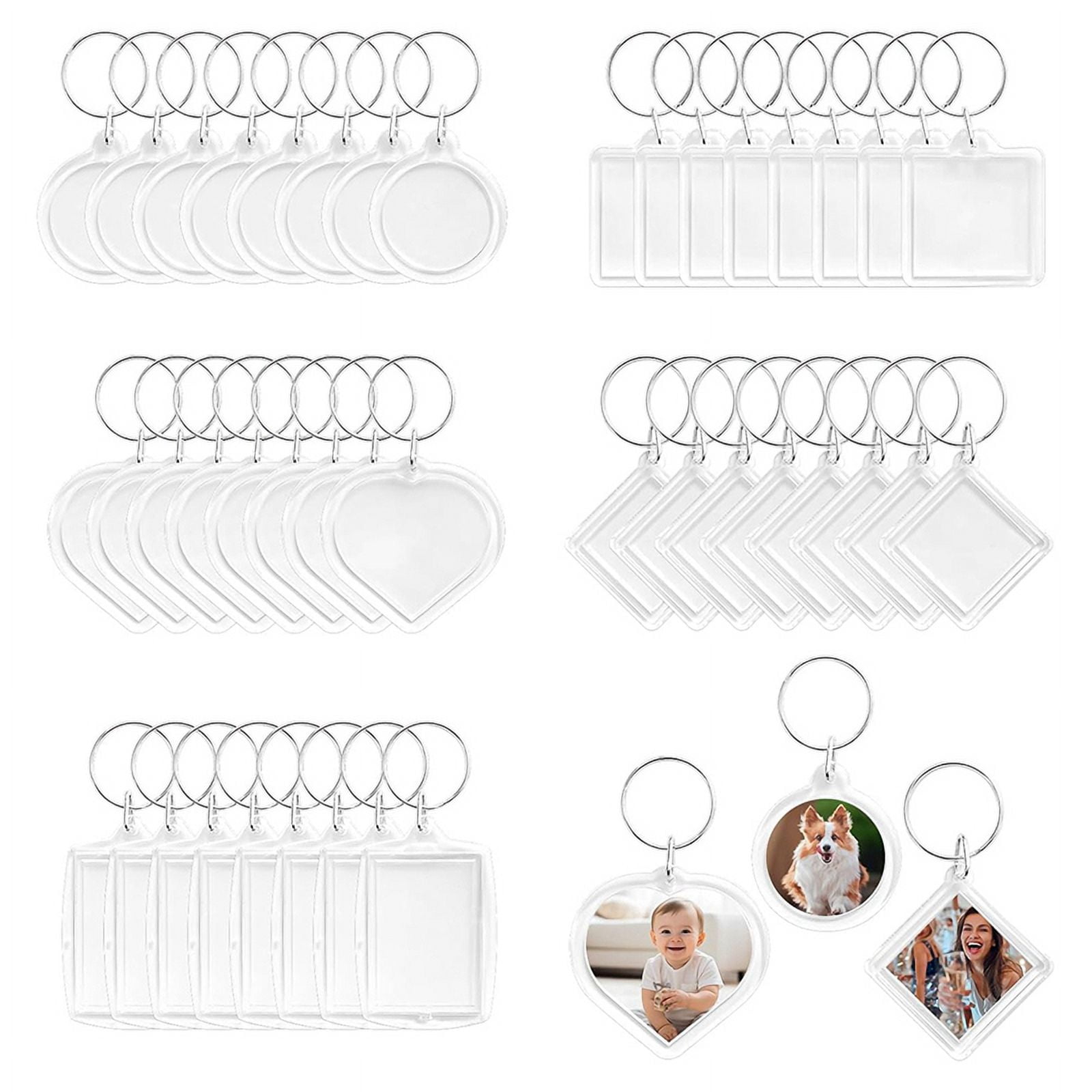 50pcs Pendant Picture Frame Keyrings, Clear Acrylic Photo Frame Keyring ...
