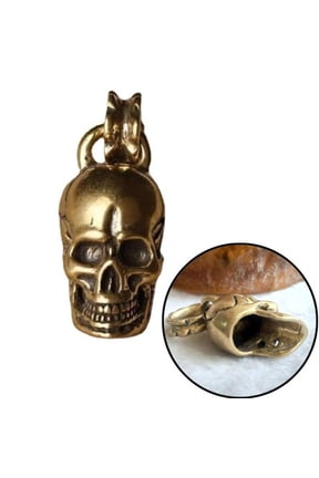 Pendant Skull Pure Brass Chinese Collection Old Asian Antiques Keychain Statues