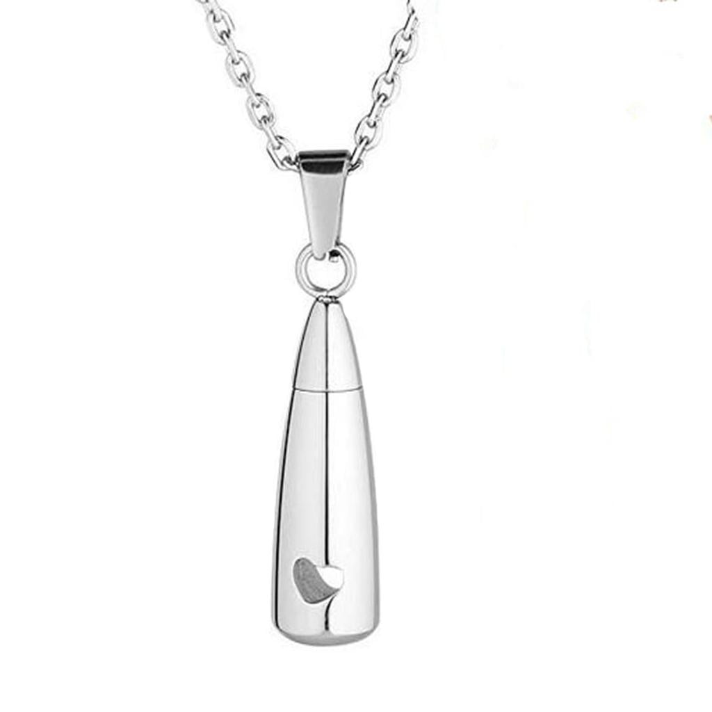 Rockyu Memorial Urn Necklace - Stainless Steel Cylindrical Pendant, 19.7 Inch Chain, For Men & Women
