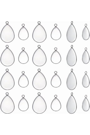 Pendant Trays - Teardrop Oval Shapes Blank Bezel Trays Base Pendant Settings for DIY Earrings Necklace Jewelry for DIY