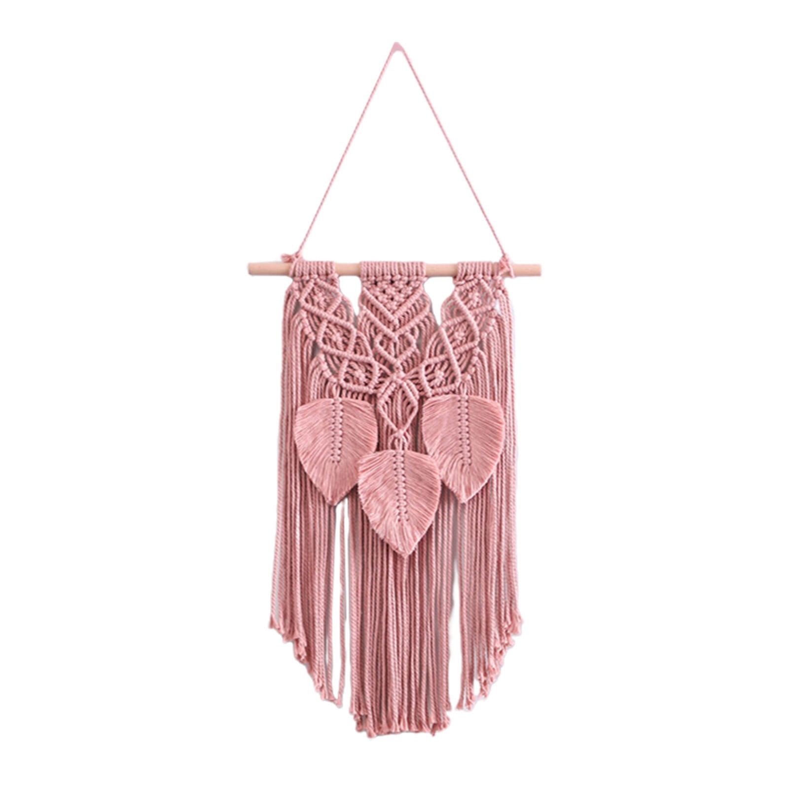Pendant | Wall Hanging Decor, Cotton Rope Tassel Tapestry Hand Woven, Bohemian Macrame Wall Art for Living Room Bedroom Dorm Home Decor Pink