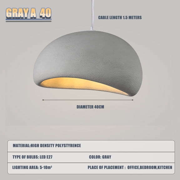 Pendant chandelier Japanese wabi-sabi style A 40cm Gray