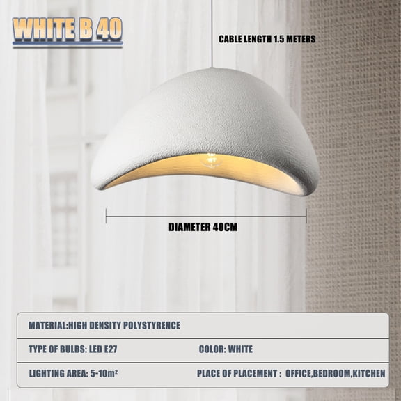 Pendant chandelier Japanese wabi-sabi style B 40cm White