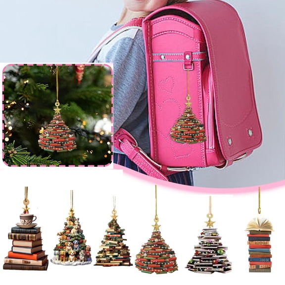Pendant for Book Lovers Acrylic Ornaments Set by Fu N Reads for Readers and, 8 cm, Brown
