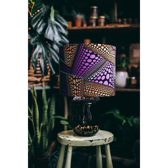 Pendant lampshade, mothers day gift, handmade drum lampshade, ceiling or lamp base African wax print lampshade - all sizes - Purple fever