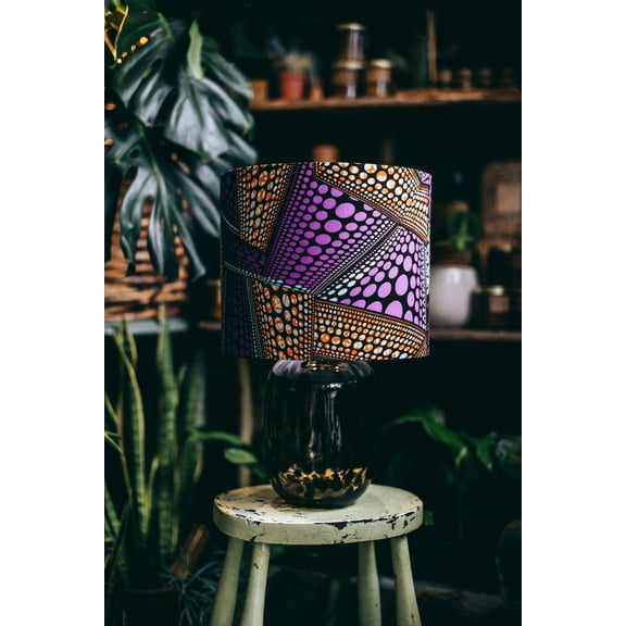 Pendant lampshade, mothers day gift, handmade drum lampshade, ceiling or lamp base African wax print lampshade - all sizes - Purple fever