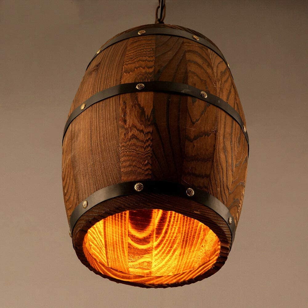 Pendants Ceiling Lamp Light Bar Cafe E27 Wine Wood Barrel Hanging Fixture