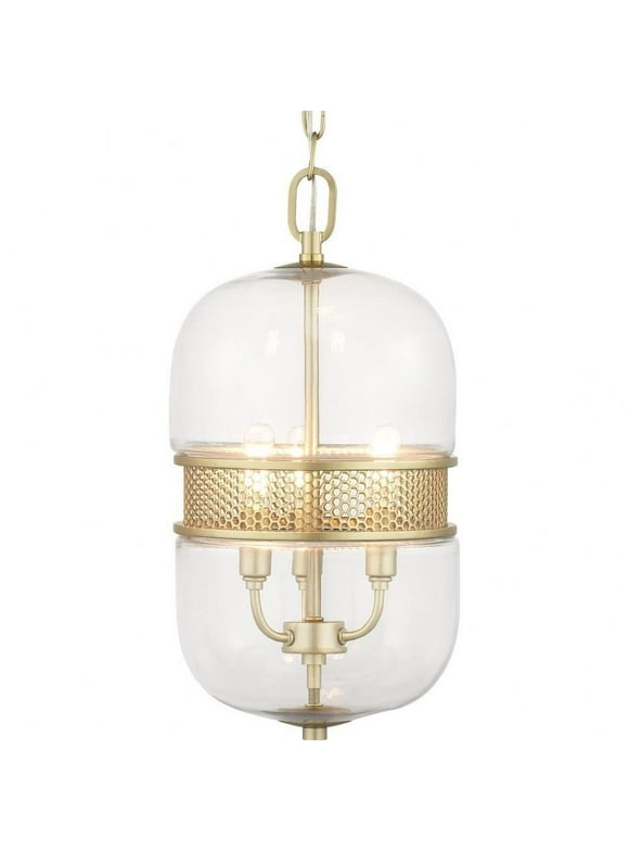 Pendants Light 3 Light Globe Shade in Bohemian and Luxe and Mid-Century Modern Style 9 inches Wide By 18.25 inches High-Vintage Gold Finish Bailey