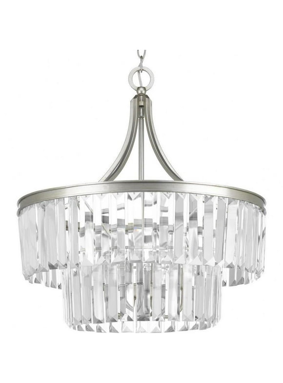 Pendants Light 5 Light Drop Shade in Luxe and New Traditional and Transitional Style 22.25 inches Wide By 23.88 inches High-Silver Ridge Finish Bailey