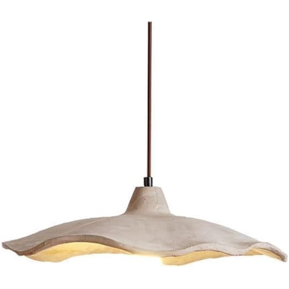 Pendent Lamp Nordic Concrete Lotus Flower Chandelier Fixture Grey Cement Ceiling Pendant Light Mid Century Modern Lighting Bedroom Pendant Lamp for Nightstand Bedside Kitchen Island Dining Room(40CM)