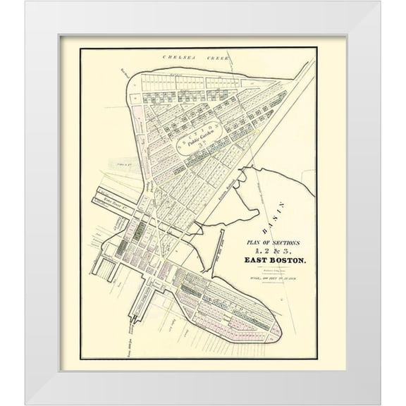 Pendleton 12x13 White Modern Wood Framed Museum Art Print Titled - East Boston Massachusetts - Pendleton 1834