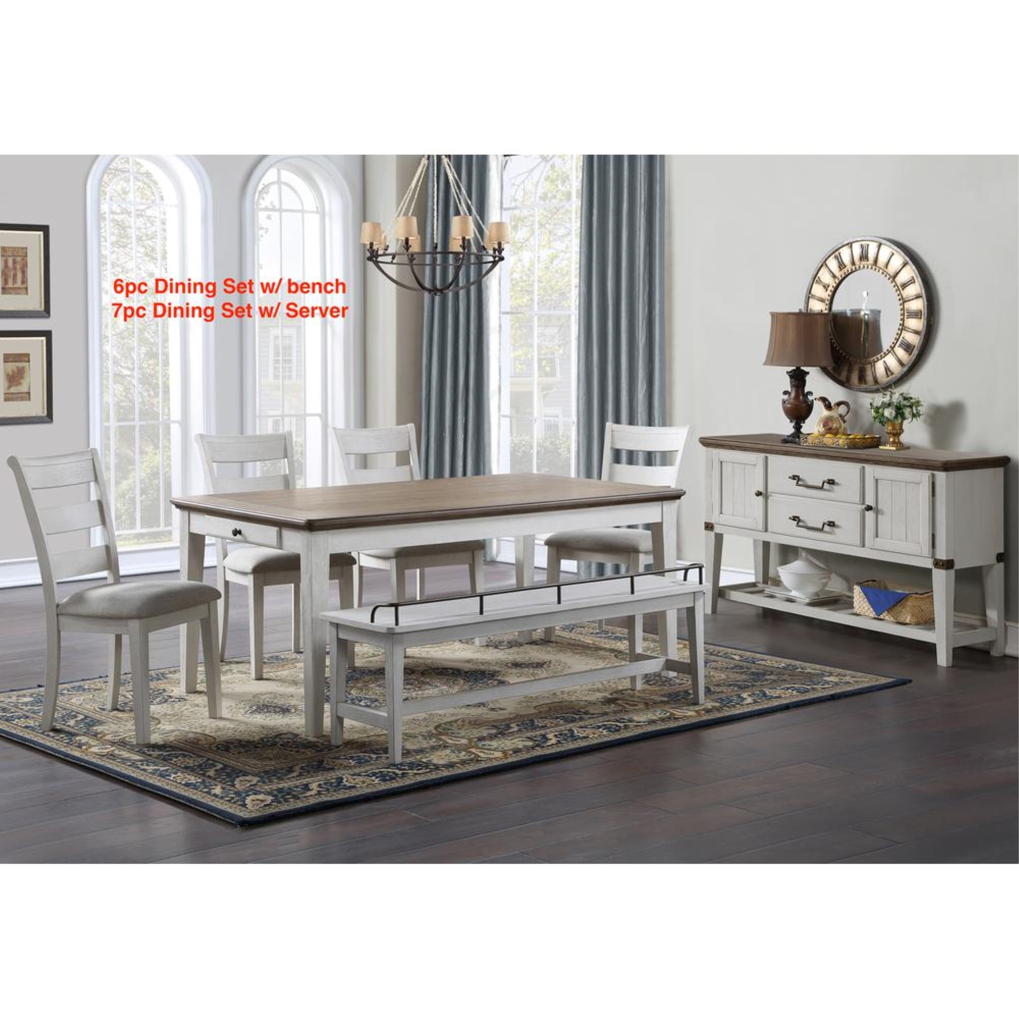 72-Inch Two-Tone Brown and White Wood Dining Table