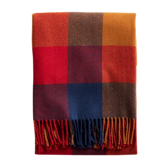 Pendleton Eco-Wise Copper/Red Fringe Washable Wool Blanket, Throw