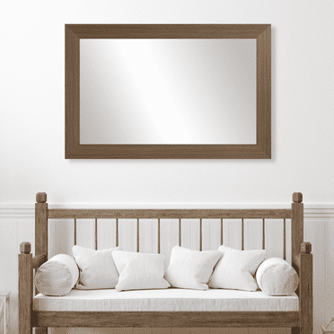 Pendleton Grey Oak, Brown Framed Wall Mirror, Rectangular Vanity Mirror, Multiple Sizes
