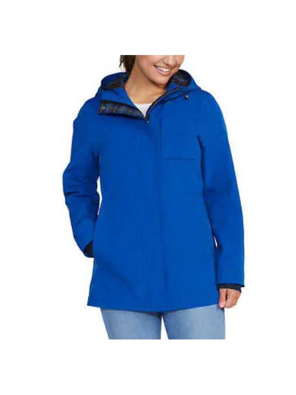 Ladies' Size Large, Hooded Rain Jacket, Blue