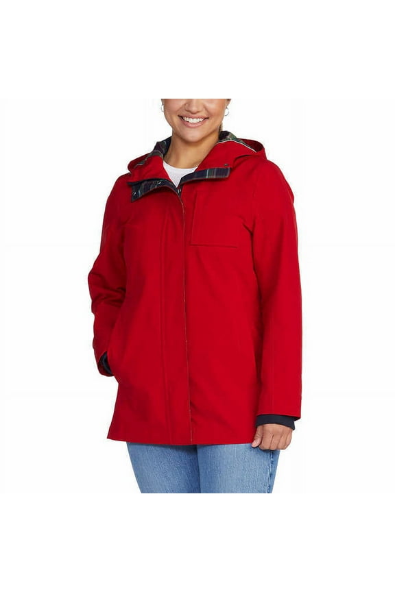 Ladies' Size Small, Hooded Rain Jacket, Red