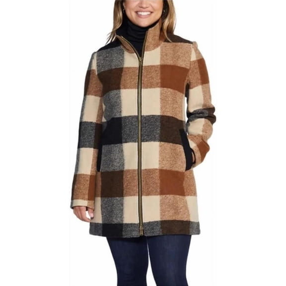 Pendleton Ladies Wool Blend Walker Jacket | Large, Charcoal/Camel plaid