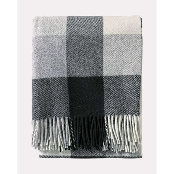 Pendleton Eco-Wise Black and Ivory Washable Wool Blanket, Throw