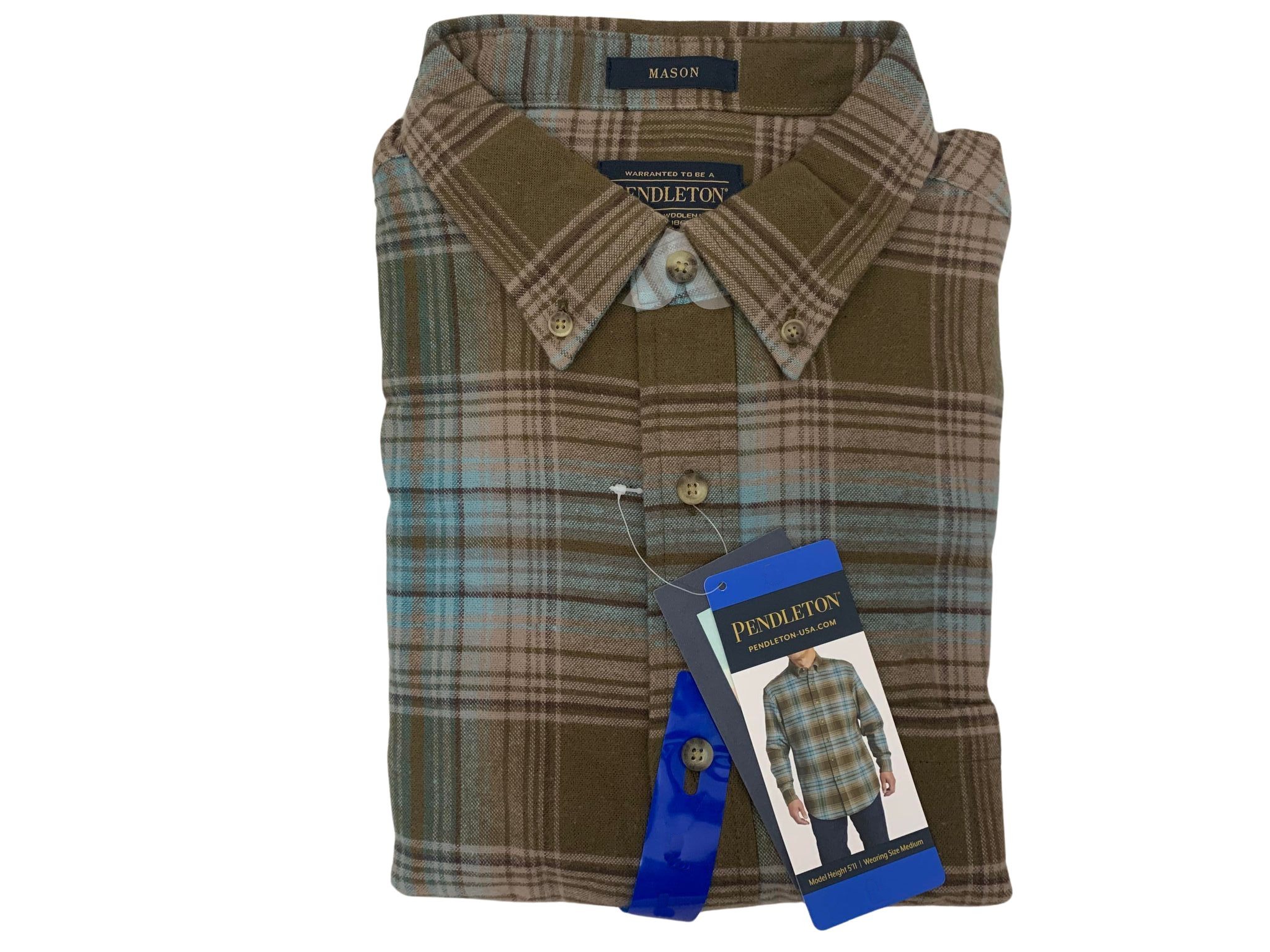 Pendleton Men's Cotton Mason Flannel Shirt Button-up M/Gray