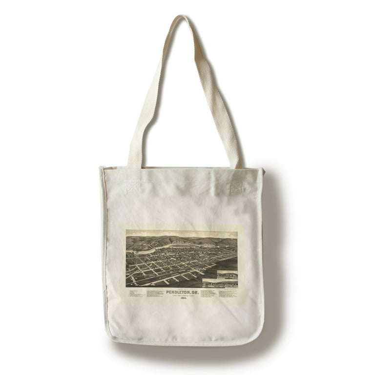 Pendleton, OR Panoramic Map - 1884 (100% Cotton Tote Bag