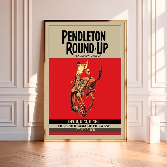 Pendleton Round Up Rodeo Poster – Movie Poster, Wall Art, Room Decor, Art Poster For Home 24x36 UNFRAMED
