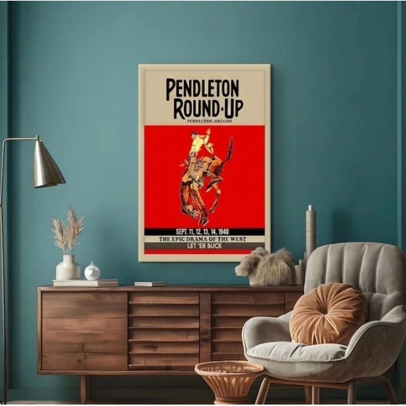 Pendleton Round Up Rodeo Poster Western Home Decor Home Decor Paper Poster Print Only