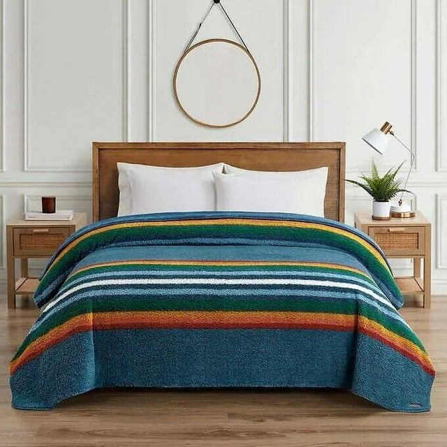 Pendleton Sherpa Fleece King Blanket in Serape Stripe