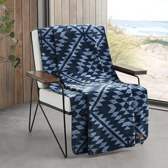 Pendleton Sherpa Fleece Throw Plush Rancho Arroyo Navy 50 x 70 in Walmart
