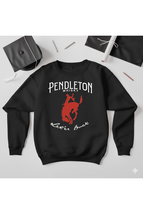 Pendleton Whisky Let Er Buck Rodeo Cowboy Western Fan Graphic Sweatshirt V41273, up to size 5XL