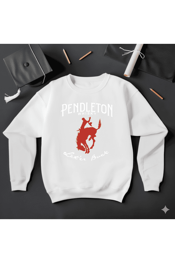 Pendleton Whisky Let Er Buck Rodeo Cowboy Western Fan Graphic Sweatshirt V41273, up to size 5XL