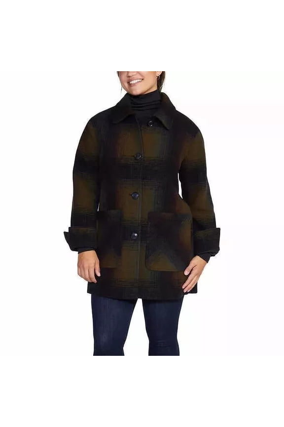 Women's 2 Pockets 4 Button-Front Coat Jacket, Expld Rainbow,(Black/ Medium)