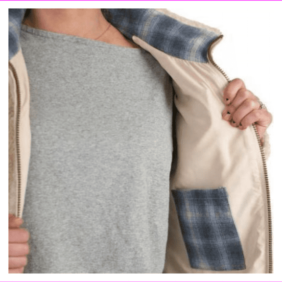 Pendleton Ladies' Fuzzy Zip Jacket Beige Heather XL