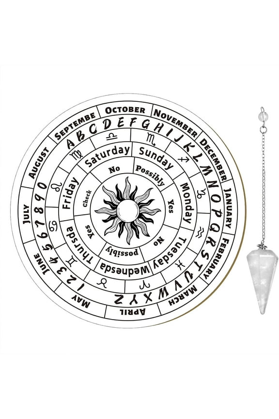 Pendulum Board Dowsing Necklace Divination DIY Making Kit Including Plywood Sign Board Natural Amethyst Chakra Dowsing Pendulum Sun Dowsing Pendulum: 27.2cm 1pc/set