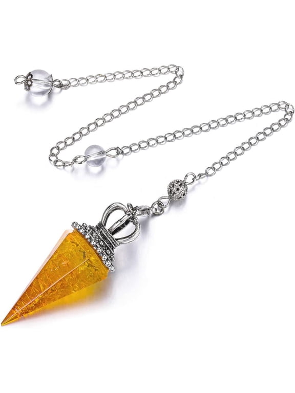 Pendulum Crystal,Citrine Dowsing Crystals Pendulum Divination Scrying Healing Crystal Gemstone Quartz Stone Pendant For Reiki Grid Meditation Witchcraft Wicca