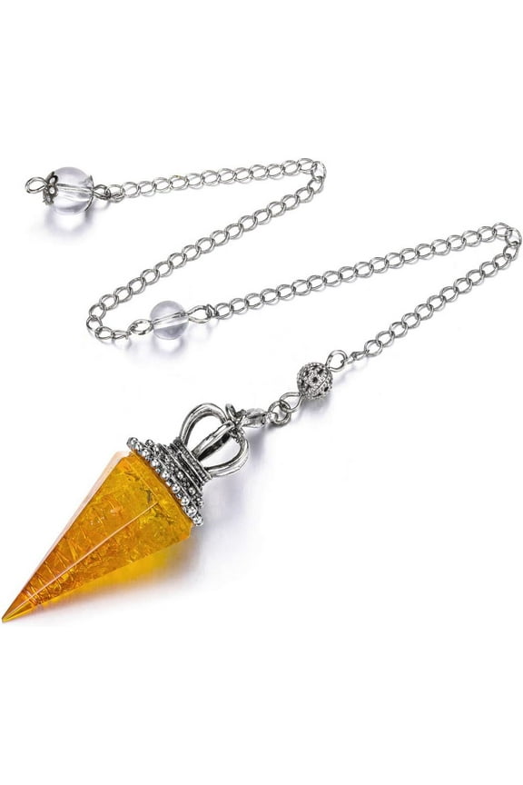 Pendulum Crystal,Citrine Dowsing Crystals Pendulum Divination Scrying Healing Crystal Gemstone Quartz Stone Pendant For Reiki Grid Meditation Witchcraft Wicca