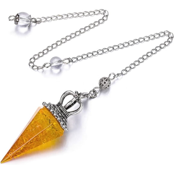 Pendulum Crystal,Citrine Dowsing Crystals Pendulum Divination Scrying Healing Crystal Gemstone Quartz Stone Pendant For Reiki Grid Meditation Witchcraft Wicca