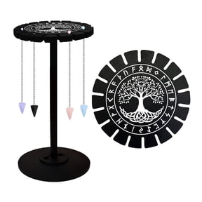 Pendulum Display Stand Wooden Pendulum Display Stand Stones Rocks Pendulum Holder with 18 Slots