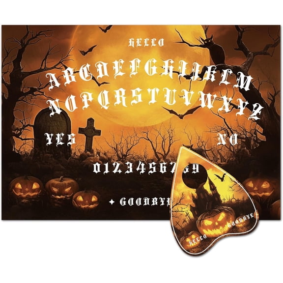 Pendulum Divination Board Spirit Board Planchette Wooden Rectangle Bat Pumpkin Moon Castle Heart Hunt Metaphysical Talking Message Planchette for Pagan 11.8 x 8.3 Inch DIY
