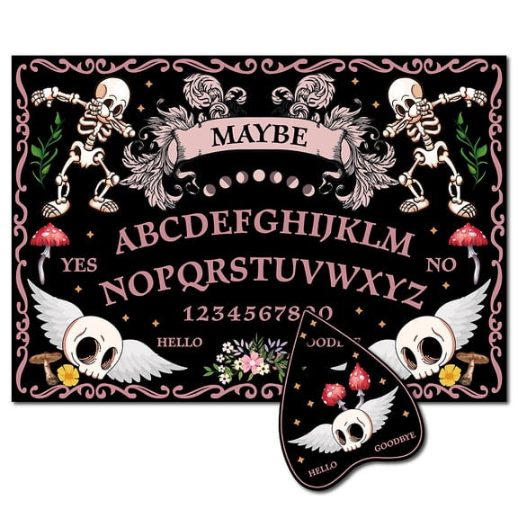 Pendulum Dowsing Divination Board Set Black Pink Wood Spirit Talking Board with Heart Planchette Rectangle Spirit Hunt Meta ysical Message Decoration
