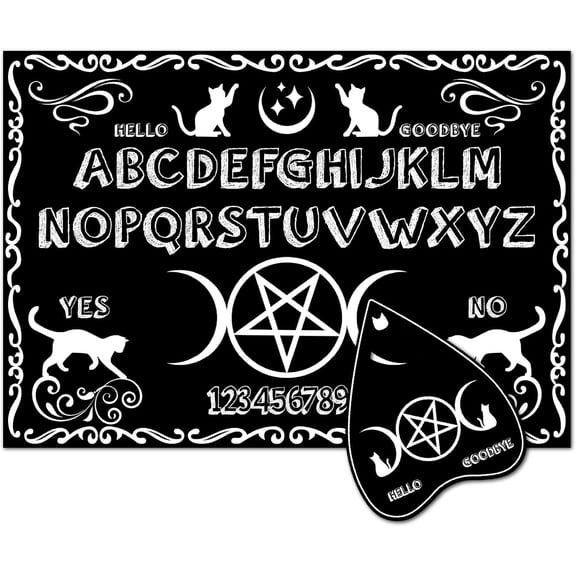 Pendulum Dowsing Divination Board Set Rectangle Talking Board with Planchette Accessories Cat Shape 11.2~30x9~21x5cm 2pcs/set 1 Set