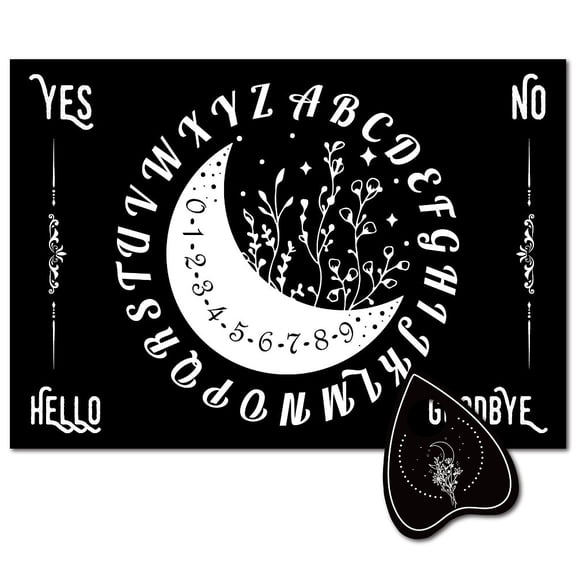 Pendulum Dowsing Divination Board Set Rectangle Talking Board with Planchette Accessories Moon 11.2~30x9~21x5cm 2pcs/set