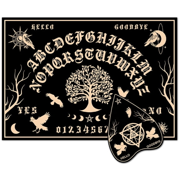 Pendulum Dowsing Divination Board Set Rectangle Talking Board with Planchette Accessories Tree of Life 11.2~30x9~21x5cm 2pcs/set Diy