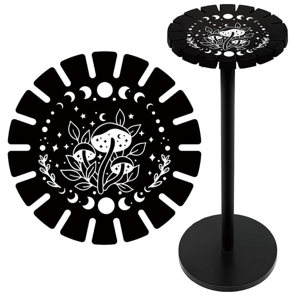 Pendulum Holder Black Display Shelf Mushroom Moon Phases Stars Plant Pendulum Wheel Display Stand Stuff Wooden Pendulum Holder StandDIY