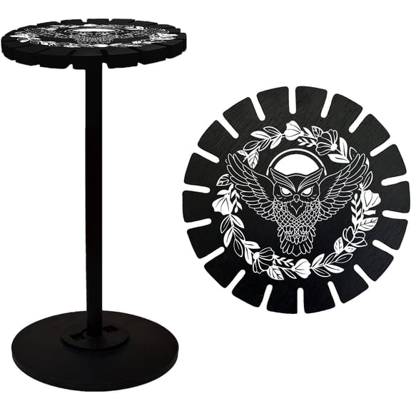 Pendulum Holder Crystal Shelf Wooden Pendulum Wheel Display Rack Black Crystal Display Shelf for Pendulum Crystal Display Witchcraft Gift OrganizerOwl & Garland