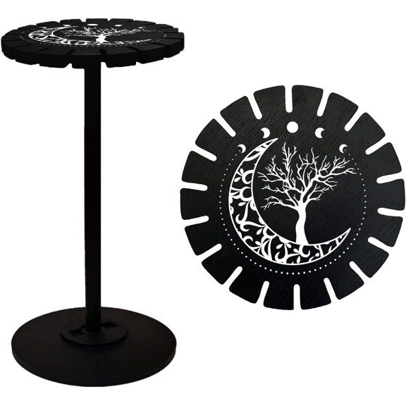 Pendulum Holder Shelf Wooden Pendulum Wheel Display Rack Black Display Shelf for Pendulum Display Gift Organizer Moon Tree Black