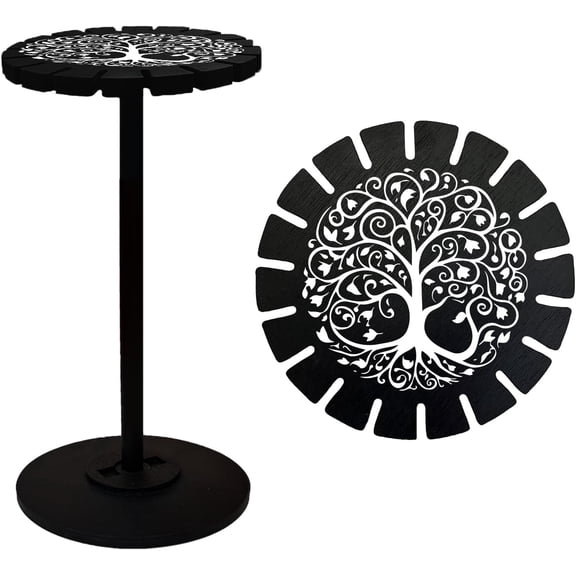 Pendulum Holder Wooden Pendulum Display Stand Stones Rocks Pendulum Holder with 18 Slots for Crystals Necklaces Accessories Decoration Spirit Decoration - Tree of Life Black DIY