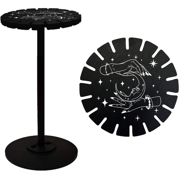 Pendulum Shelf Wooden Pendulum Display Rack with Hand Moon Star Pattern Witch Stuff Black Crystal Display Shelf for Display Witchcraft Gift Organizer Mixed Color DIY