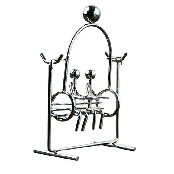 3pcs Creative Iron Couple Figurine Balance Ball Swinging Tumbler Craft Desktop Decor