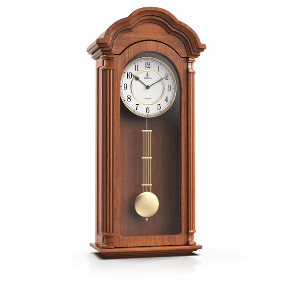 Pendulum Wall Clock Battery Operated - 26 inch Large, Wooden Hanging Grandfather Wall Clock with Pendulum - Quiet, Made with Real Wood for Living Room Decor, Office & Home Dcor Gift