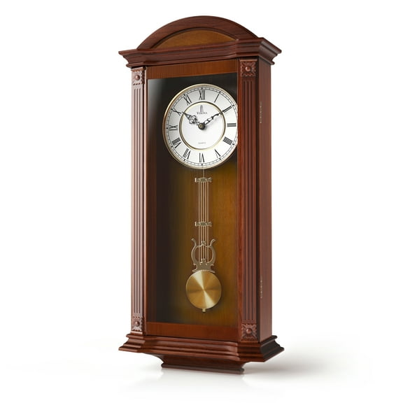 Pendulum Wall Clock Battery Operated - Large, Wooden Hanging Grandfather Wall Clock with Pendulum, 27x11 - Quiet, Made with Real Wood for Living Room Decor, Office & Home Dcor Gift